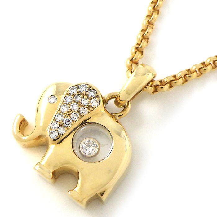 ショパール Chopard ネックレス ハッピーダイヤ エレファント 79/2277-20 ムービング ダイヤモンド K18YG 【中古】