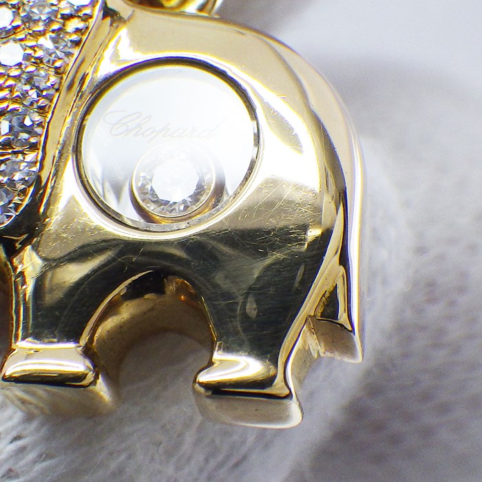 ショパール Chopard ネックレス ハッピーダイヤ エレファント 79/2277-20 ムービング ダイヤモンド K18YG 【中古】