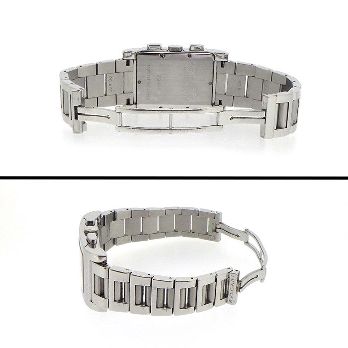 ブルガリ BVLGARI 腕時計 レッタンゴロ RTC49S デイト クロノグラフ スモールセコンド レクタンギュラー メッシュ ブラック文字盤 SS クオーツアナログ 【中古】