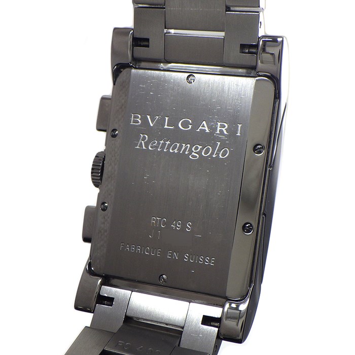 ブルガリ BVLGARI 腕時計 レッタンゴロ RTC49S デイト クロノグラフ スモールセコンド レクタンギュラー メッシュ ブラック文字盤 SS クオーツアナログ 【中古】