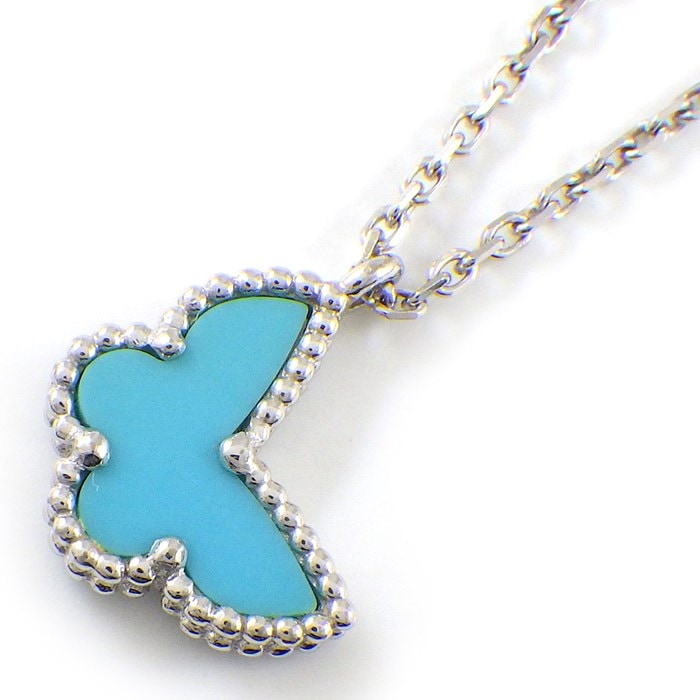 ヴァンクリーフ&アーペル Van Cleef & Arpels ネックレス スウィート アルハンブラ パピヨン ターコイズ トルコ石 K18WG 【中古】