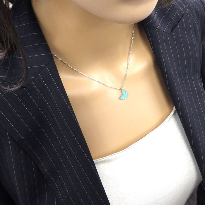 ヴァンクリーフ&アーペル Van Cleef & Arpels ネックレス スウィート アルハンブラ パピヨン ターコイズ トルコ石 K18WG 【中古】