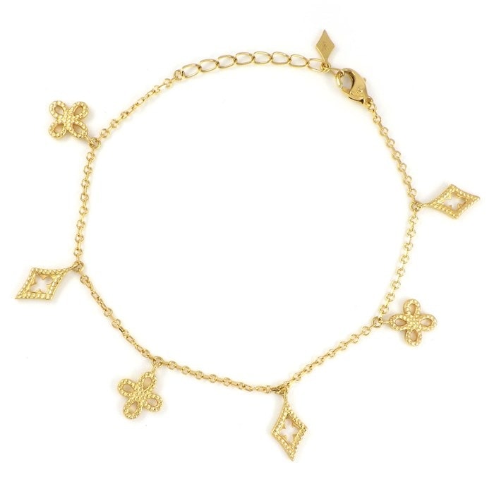 ●中古ローリーロドキン ゴールド6Pダイヤゴシッククロスブレスレット K18 ○中古ローリーロドキン ゴールド6Pダイヤゴシッククロスブレスレット