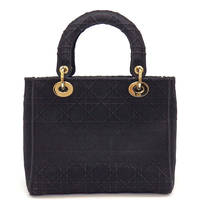 ディオール Dior ハンドバッグ ショルダーバッグ レディ ディ ライト ミディアム M0565OREY_M989 ブラック カナージュ エンブロイダリー 【中古】