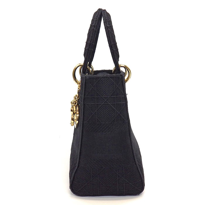 ディオール Dior ハンドバッグ ショルダーバッグ レディ ディ ライト ミディアム M0565OREY_M989 ブラック カナージュ エンブロイダリー 【中古】