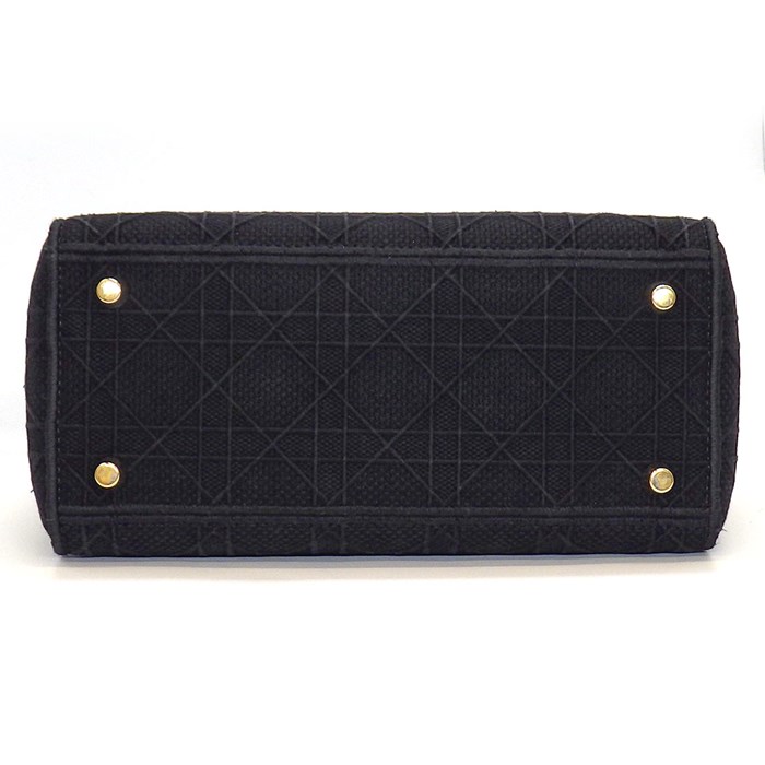 ディオール Dior ハンドバッグ ショルダーバッグ レディ ディ ライト ミディアム M0565OREY_M989 ブラック カナージュ エンブロイダリー 【中古】