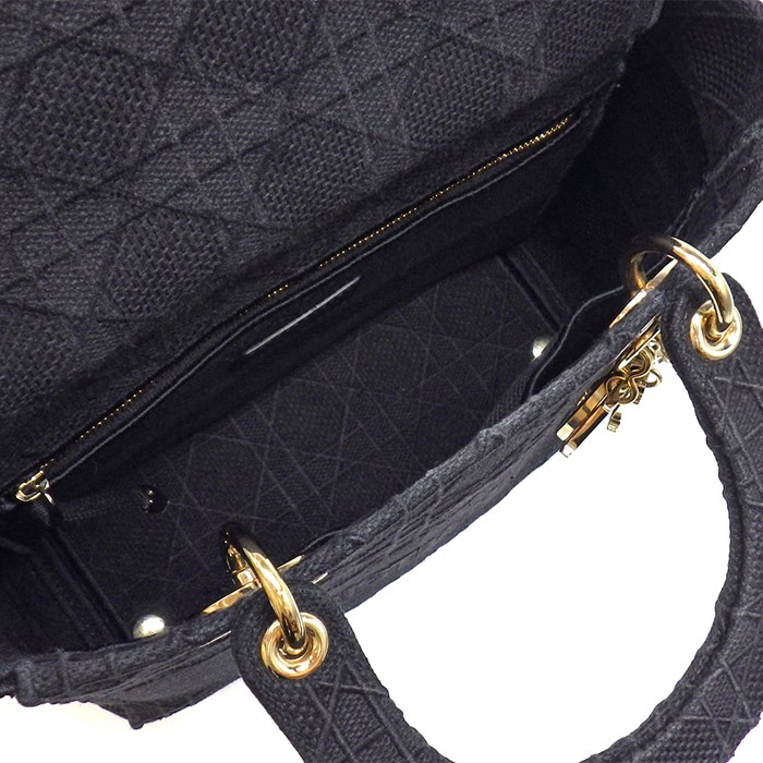 ディオール Dior ハンドバッグ ショルダーバッグ レディ ディ ライト ミディアム M0565OREY_M989 ブラック カナージュ エンブロイダリー 【中古】