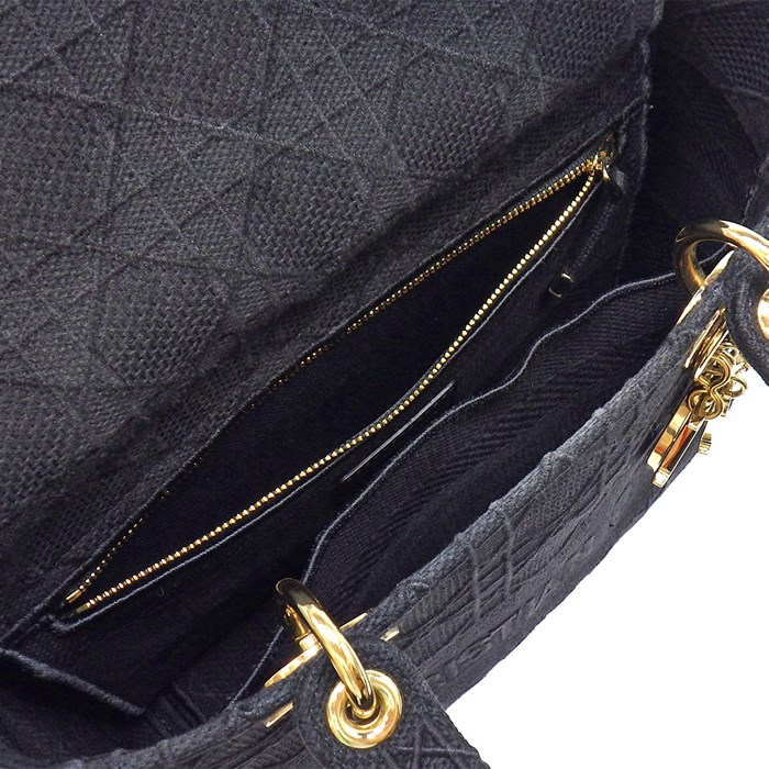 ディオール Dior ハンドバッグ ショルダーバッグ レディ ディ ライト ミディアム M0565OREY_M989 ブラック カナージュ エンブロイダリー 【中古】