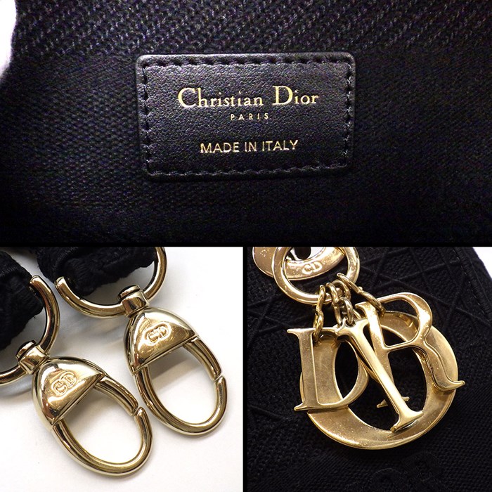 ディオール Dior ハンドバッグ ショルダーバッグ レディ ディ ライト ミディアム M0565OREY_M989 ブラック カナージュ エンブロイダリー 【中古】
