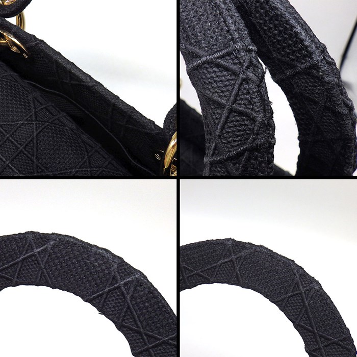 ディオール Dior ハンドバッグ ショルダーバッグ レディ ディ ライト ミディアム M0565OREY_M989 ブラック カナージュ エンブロイダリー 【中古】