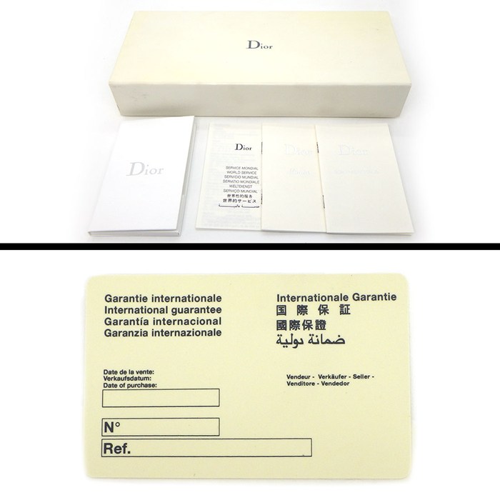 クリスチャンディオール Christian Dior 腕時計 マリス D78-109 スクエア ホワイトシェル文字盤 パールチェーン Dロゴ ピンク レザーベルト SS クオーツアナログ 【箱・保付き】 【中古】