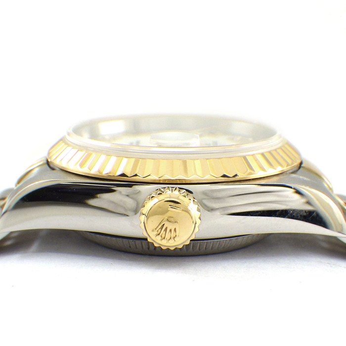 ロレックス Rolex 腕時計 デイトジャスト 69173 W番 1994年-1995年 ローマンインデックス ホワイト文字盤 フルーテッドベゼル ジュビリーブレス K18YG SS 自動巻き 【箱・保付き】 【中古】