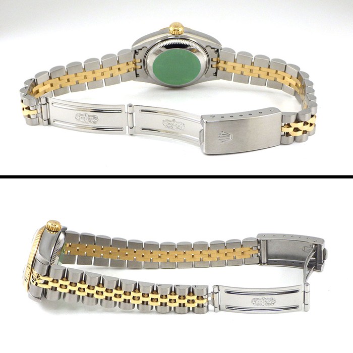 ロレックス Rolex 腕時計 デイトジャスト 69173 W番 1994年-1995年 ローマンインデックス ホワイト文字盤 フルーテッドベゼル ジュビリーブレス K18YG SS 自動巻き 【箱・保付き】 【中古】