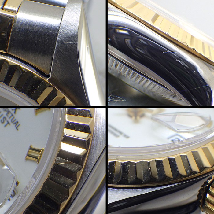 ロレックス Rolex 腕時計 デイトジャスト 69173 W番 1994年-1995年 ローマンインデックス ホワイト文字盤 フルーテッドベゼル ジュビリーブレス K18YG SS 自動巻き 【箱・保付き】 【中古】