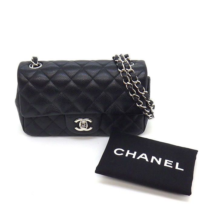 シャネル CHANEL ショルダーバッグ マトラッセ20 ミニ クラシック ハンドバッグ A69900 2018年 ブラック キャビアスキン 【中古】