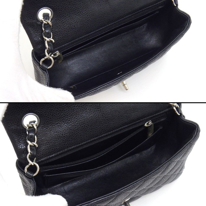 シャネル CHANEL ショルダーバッグ マトラッセ20 ミニ クラシック ハンドバッグ A69900 2018年 ブラック キャビアスキン 【中古】