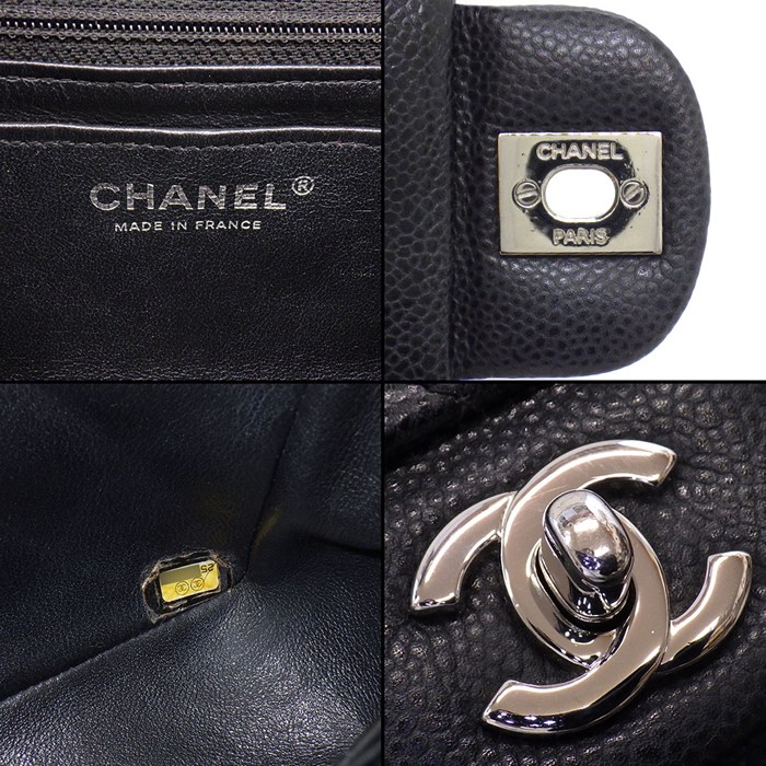 シャネル CHANEL ショルダーバッグ マトラッセ20 ミニ クラシック ハンドバッグ A69900 2018年 ブラック キャビアスキン 【中古】