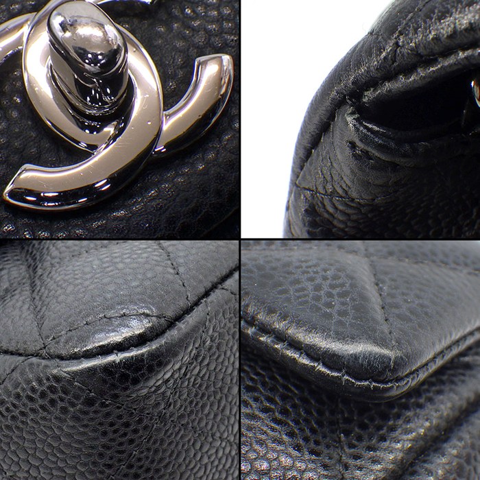 シャネル CHANEL ショルダーバッグ マトラッセ20 ミニ クラシック ハンドバッグ A69900 2018年 ブラック キャビアスキン 【中古】