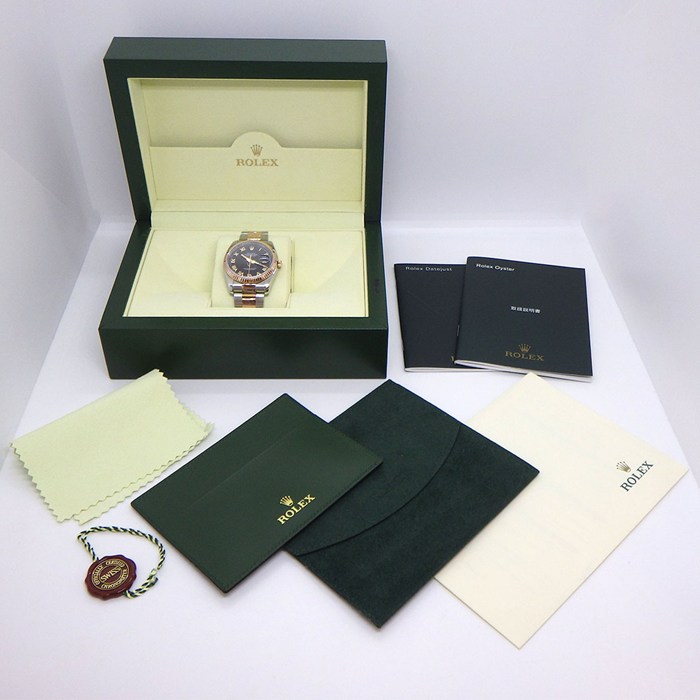 ロレックス Rolex 腕時計 デイトジャスト 116231 V番 2009年製 ルーレット刻印 ブラック文字盤 ローマンインデックス エバーローズゴールド SS 自動巻き 【中古】