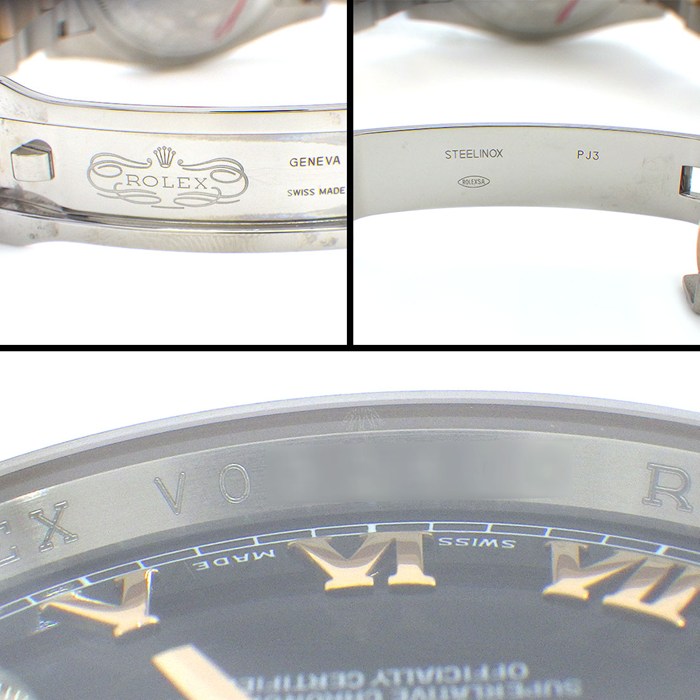 ロレックス Rolex 腕時計 デイトジャスト 116231 V番 2009年製 ルーレット刻印 ブラック文字盤 ローマンインデックス エバーローズゴールド SS 自動巻き 【中古】