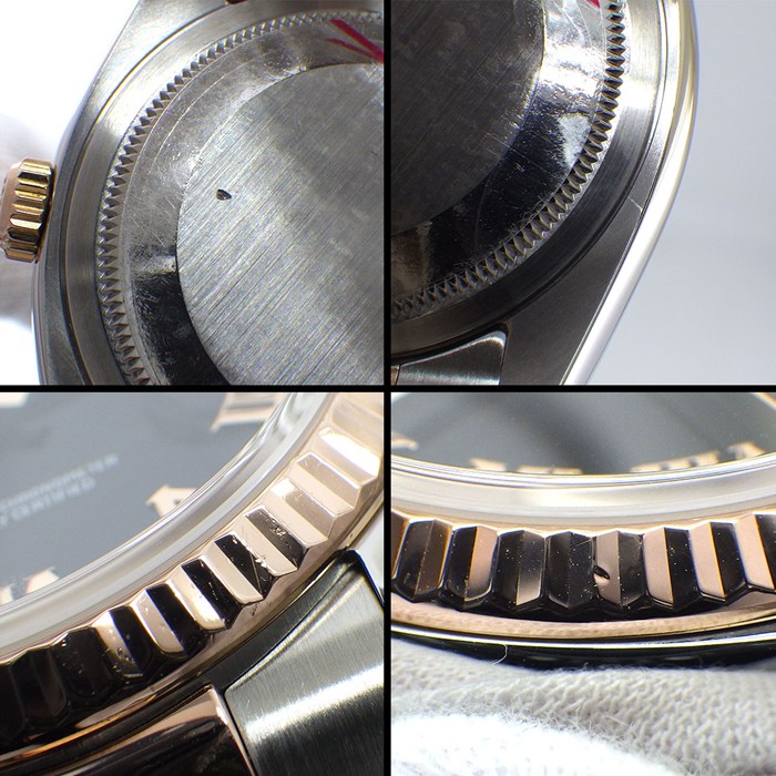 ロレックス Rolex 腕時計 デイトジャスト 116231 V番 2009年製 ルーレット刻印 ブラック文字盤 ローマンインデックス エバーローズゴールド SS 自動巻き 【中古】