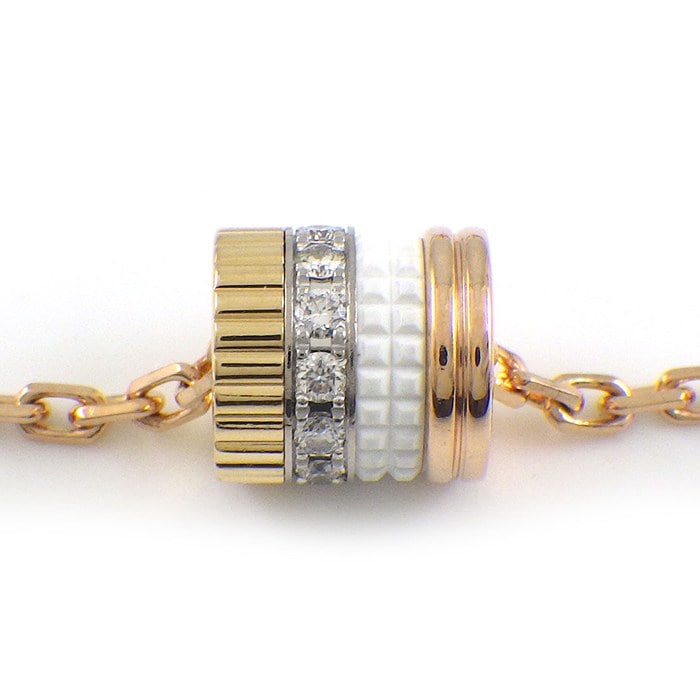 ブシュロン BOUCHERON ブレスレット キャトル スリーカラー ダイヤモンド K18PG K18WG K18YG ホワイト セラミック 白 【中古】