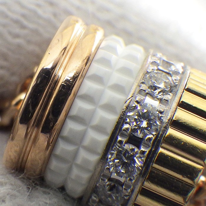 ブシュロン BOUCHERON ブレスレット キャトル スリーカラー ダイヤモンド K18PG K18WG K18YG ホワイト セラミック 白 【中古】