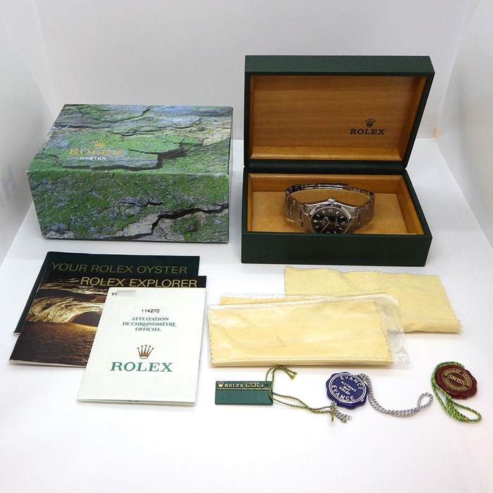ロレックス Rolex 腕時計 エクスプローラー1 114270 Y番 2002年製 ブラック文字盤 夜光インデックス 夜光針 SS 自動巻き 【箱・保付き】 【中古】