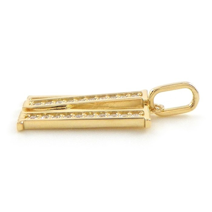【ダイヤモンド】 ペンダントトップ アルファベット イニシャル M ダイヤモンド 計0.11ct K18YG