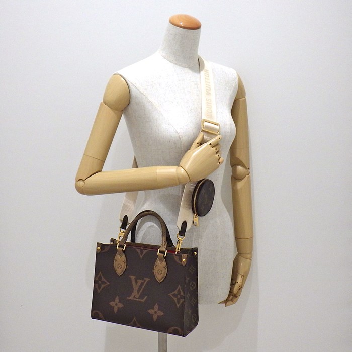 ルイ・ヴィトン Louis Vuitton ハンドバッグ ショルダーバッグ オンザゴー PM M46373 ブラウン モノグラム キャンバス (PVCコーティング) 【中古】