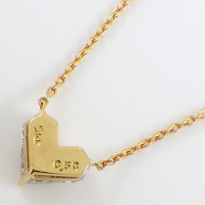 スタージュエリー STAR JEWELRY ネックレス ミステリアス ハート 3ポイント プリンセスカット ダイヤモンド 0.50ct K18PG 【中古】