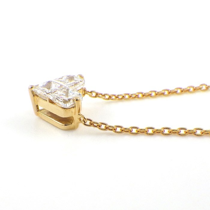 スタージュエリー STAR JEWELRY ネックレス ミステリアス ハート 3ポイント プリンセスカット ダイヤモンド 0.50ct K18PG 【中古】