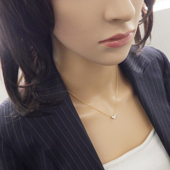 スタージュエリー STAR JEWELRY ネックレス ミステリアス ハート 3ポイント プリンセスカット ダイヤモンド 0.50ct K18PG 【中古】
