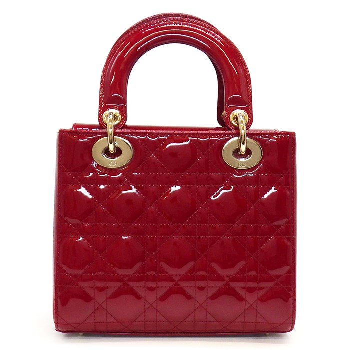 ディオール Dior ハンドバッグ ショルダーバッグ レディディオール スモール M0531OWCB_M323 レッド カナージュ パテントカーフスキン 【中古】
