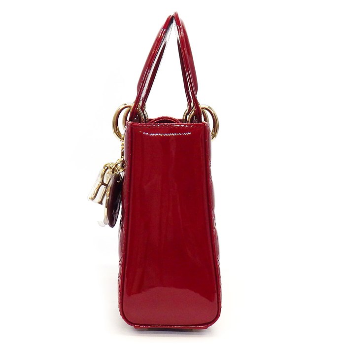 ディオール Dior ハンドバッグ ショルダーバッグ レディディオール スモール M0531OWCB_M323 レッド カナージュ パテントカーフスキン 【中古】
