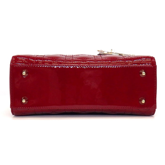 ディオール Dior ハンドバッグ ショルダーバッグ レディディオール スモール M0531OWCB_M323 レッド カナージュ パテントカーフスキン 【中古】