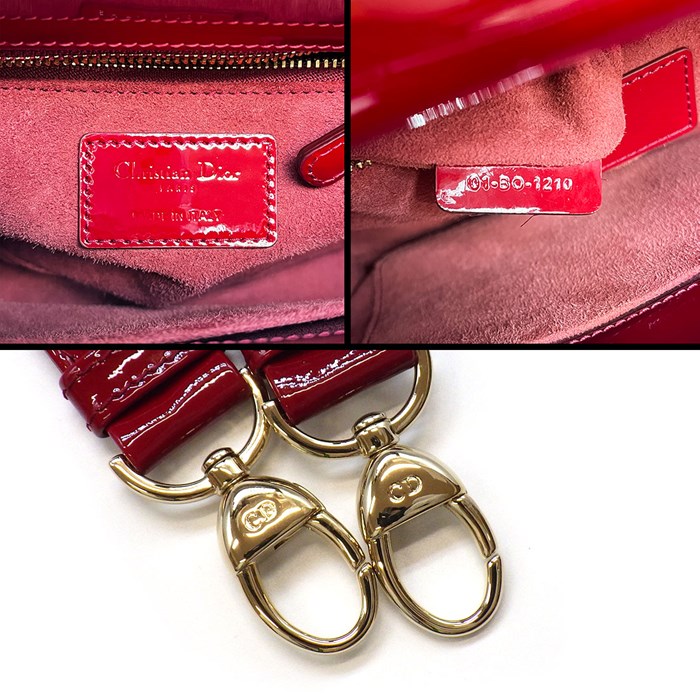 ディオール Dior ハンドバッグ ショルダーバッグ レディディオール スモール M0531OWCB_M323 レッド カナージュ パテントカーフスキン 【中古】