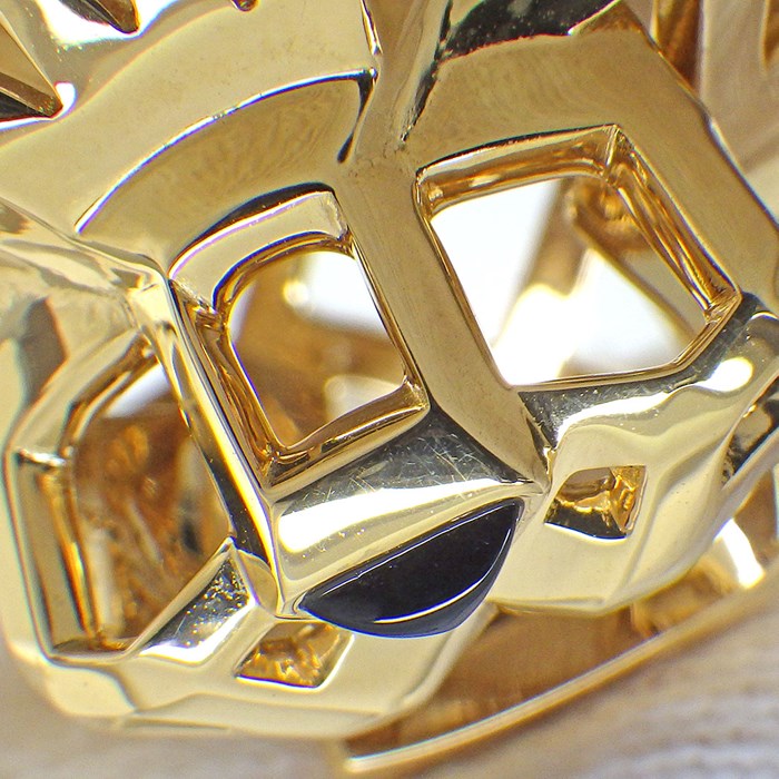 カルティエ Cartier ネックレス パンテール ドゥ カルティエ N7424210 パンサー フェイス モチーフ 1ポイント オニキス 2ポイント ツァボライト グリーン ガーネット K18YG 【箱・保付き】 【中古】