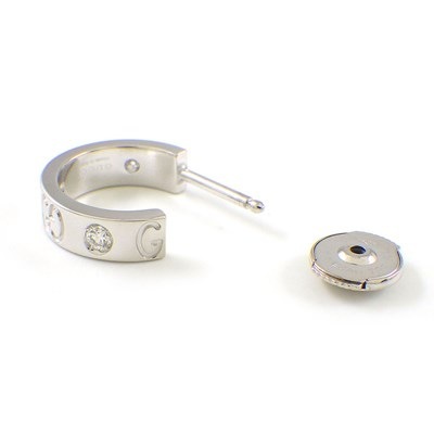 グッチ GUCCI ピアス アイコン フープ GG ロゴ 3ポイント ダイヤモンド K18WG ※片方のみ 【中古】
