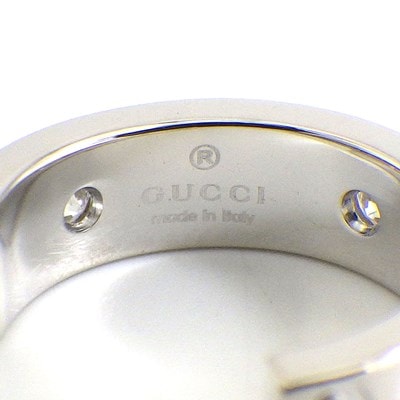 グッチ GUCCI ピアス アイコン フープ GG ロゴ 3ポイント ダイヤモンド K18WG ※片方のみ 【中古】
