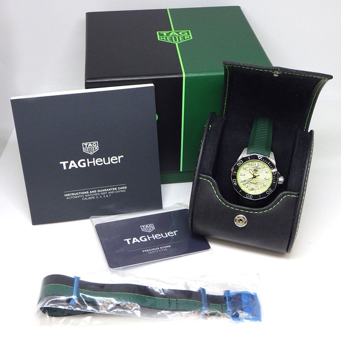 タグ・ホイヤー TAG Heuer 腕時計 アクアレーサー プロフェッショナル300 大坂なおみ WBP231E.EB0247 世界250本限定 8ポイント ダイヤインデックス グリーン文字盤 セラミック ラバーベルト SS 自動巻き 【中古】