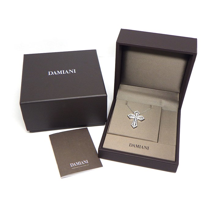ダミアーニ DAMIANI ネックレス ベル エポック 22089534 クラウン ダブルクロス パヴェ ダイヤモンド 1.38ct K18WG 【箱・保付き】 【中古】