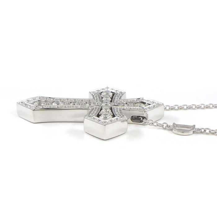 ダミアーニ DAMIANI ネックレス ベル エポック 22089534 クラウン ダブルクロス パヴェ ダイヤモンド 1.38ct K18WG 【箱・保付き】 【中古】