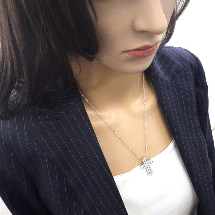 ダミアーニ DAMIANI ネックレス ベル エポック クラウンM 20086733 YOSHIDA 100周年記念モデル クロス パヴェ ダイヤモンド K18WG 【箱・保付き】 【中古】