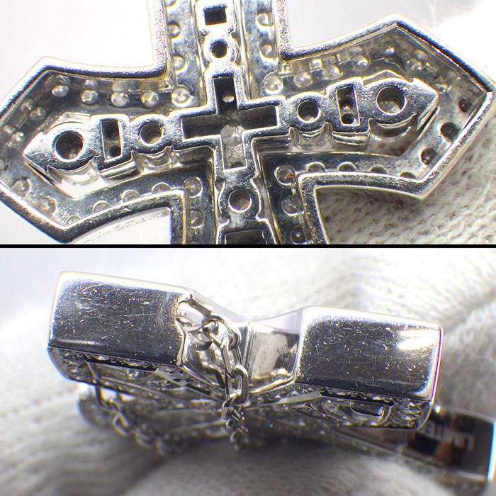 ダミアーニ DAMIANI ネックレス ベル エポック クラウンM 20086733 YOSHIDA 100周年記念モデル クロス パヴェ ダイヤモンド K18WG 【箱・保付き】 【中古】