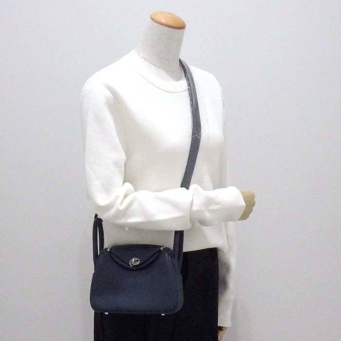 エルメス HERMES ショルダーバッグ リンディ ミニ W刻印 2024年 ブルードプリュス トリヨンクレマンス シルバー金具 【中古】