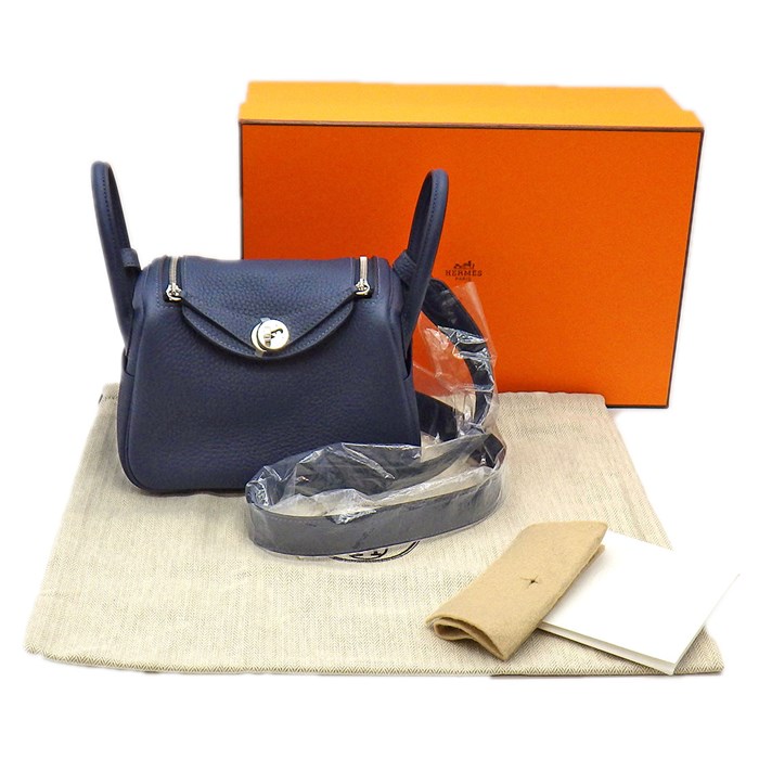 エルメス HERMES ショルダーバッグ リンディ ミニ W刻印 2024年 ブルードプリュス トリヨンクレマンス シルバー金具 【中古】