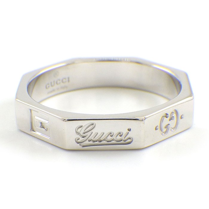 グッチ GUCCI リング オクタゴナル GG ロゴ アイコン K18WG 9.5号 