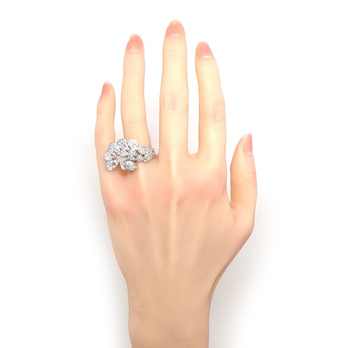 ブシュロン BOUCHERON リング アニマルコレクション 孔雀 ピーコック 鳥 2ポイント ペアシェイプ サファイア パヴェ ダイヤモンド K18WG 11.5号 / #51 【中古】