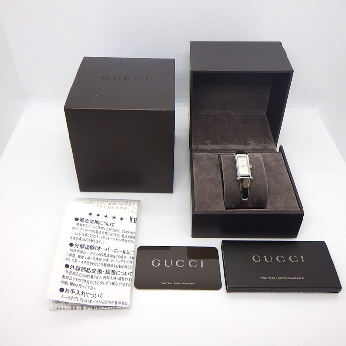 グッチ GUCCI 腕時計 ブレスウォッチ 1500L レクタンギュラー ヘアライン仕上げ シルバー文字盤 SS クオーツアナログ 【中古】